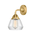 288-1W-SG-G172 1-Light 6.75" Satin Gold Sconce - Clear Fulton Glass - LED Bulb - Dimmensions: 6.75 x 7.625 x 9.625 - Glass Up or Down: Yes