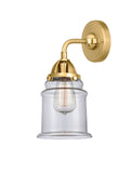 288-1W-SG-G182 1-Light 6" Satin Gold Sconce - Clear Canton Glass - LED Bulb - Dimmensions: 6 x 7.25 x 11.625 - Glass Up or Down: Yes