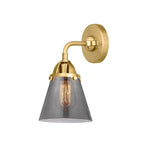 288-1W-SG-G63 1-Light 6.25" Satin Gold Sconce - Plated Smoke Small Cone Glass - LED Bulb - Dimmensions: 6.25 x 7.375 x 10.125 - Glass Up or Down: Yes