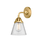288-1W-SG-G64 1-Light 6.25" Satin Gold Sconce - Seedy Small Cone Glass - LED Bulb - Dimmensions: 6.25 x 7.375 x 10.125 - Glass Up or Down: Yes