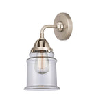 288-1W-SN-G182 1-Light 6" Brushed Satin Nickel Sconce - Clear Canton Glass - LED Bulb - Dimmensions: 6 x 7.25 x 11.625 - Glass Up or Down: Yes