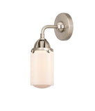 288-1W-SN-G311 1-Light 4.5" Brushed Satin Nickel Sconce - Matte White Cased Dover Glass - LED Bulb - Dimmensions: 4.5 x 6.5 x 10.875 - Glass Up or Down: Yes