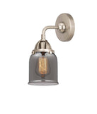 288-1W-SN-G53 1-Light 5" Brushed Satin Nickel Sconce - Plated Smoke Small Bell Glass - LED Bulb - Dimmensions: 5 x 6.75 x 10.125 - Glass Up or Down: Yes