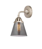 288-1W-SN-G63 1-Light 6.25" Brushed Satin Nickel Sconce - Plated Smoke Small Cone Glass - LED Bulb - Dimmensions: 6.25 x 7.375 x 10.125 - Glass Up or Down: Yes