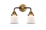 288-2W-BAB-G181S 2-Light 13.25" Black Antique Brass Bath Vanity Light - Matte White Small Canton Glass - LED Bulb - Dimmensions: 13.25 x 6.875 x 11.875 - Glass Up or Down: Yes