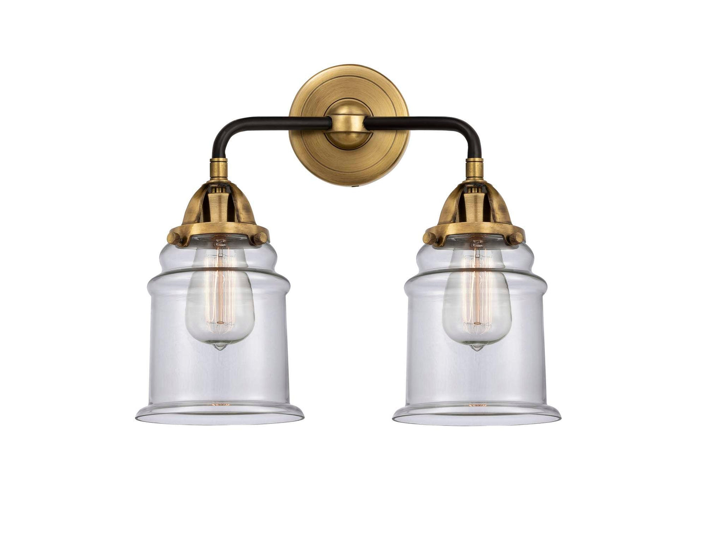 288-2W-BAB-G182 2-Light 14" Black Antique Brass Bath Vanity Light - Clear Canton Glass - LED Bulb - Dimmensions: 14 x 7.25 x 13.625 - Glass Up or Down: Yes