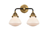 288-2W-BAB-G321 2-Light 14.75" Black Antique Brass Bath Vanity Light - Matte White Olean Glass - LED Bulb - Dimmensions: 14.75 x 6.875 x 11.375 - Glass Up or Down: Yes