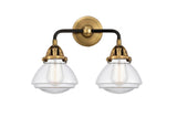 288-2W-BAB-G322 2-Light 14.75" Black Antique Brass Bath Vanity Light - Clear Olean Glass - LED Bulb - Dimmensions: 14.75 x 6.875 x 11.375 - Glass Up or Down: Yes