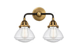288-2W-BAB-G324 2-Light 14.75" Black Antique Brass Bath Vanity Light - Seedy Olean Glass - LED Bulb - Dimmensions: 14.75 x 6.875 x 11.375 - Glass Up or Down: Yes