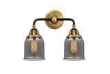 288-2W-BAB-G53 2-Light 13" Black Antique Brass Bath Vanity Light - Plated Smoke Small Bell Glass - LED Bulb - Dimmensions: 13 x 6.75 x 12.125 - Glass Up or Down: Yes