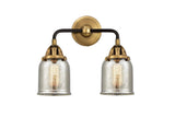 288-2W-BAB-G58 2-Light 13" Black Antique Brass Bath Vanity Light - Silver Plated Mercury Small Bell Glass - LED Bulb - Dimmensions: 13 x 6.75 x 12.125 - Glass Up or Down: Yes