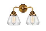 288-2W-BB-G172 2-Light 14.75" Brushed Brass Bath Vanity Light - Clear Fulton Glass - LED Bulb - Dimmensions: 14.75 x 7.625 x 11.625 - Glass Up or Down: Yes
