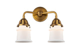288-2W-BB-G181S 2-Light 13.25" Brushed Brass Bath Vanity Light - Matte White Small Canton Glass - LED Bulb - Dimmensions: 13.25 x 6.875 x 11.875 - Glass Up or Down: Yes