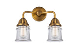 288-2W-BB-G182S 2-Light 13.25" Brushed Brass Bath Vanity Light - Clear Small Canton Glass - LED Bulb - Dimmensions: 13.25 x 6.875 x 11.875 - Glass Up or Down: Yes