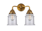 288-2W-BB-G184 2-Light 14" Brushed Brass Bath Vanity Light - Seedy Canton Glass - LED Bulb - Dimmensions: 14 x 7.25 x 13.625 - Glass Up or Down: Yes