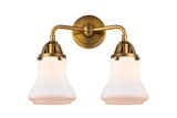 288-2W-BB-G191 2-Light 14" Brushed Brass Bath Vanity Light - Matte White Bellmont Glass - LED Bulb - Dimmensions: 14 x 7.25 x 12.625 - Glass Up or Down: Yes