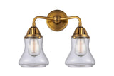 288-2W-BB-G192 2-Light 14" Brushed Brass Bath Vanity Light - Clear Bellmont Glass - LED Bulb - Dimmensions: 14 x 7.25 x 12.625 - Glass Up or Down: Yes
