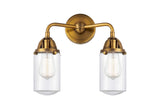 288-2W-BB-G312 2-Light 12.5" Brushed Brass Bath Vanity Light - Clear Dover Glass - LED Bulb - Dimmensions: 12.5 x 6.5 x 12.875 - Glass Up or Down: Yes