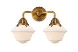 288-2W-BB-G531 2-Light 15.5" Brushed Brass Bath Vanity Light - Matte White Cased Small Oxford Glass - LED Bulb - Dimmensions: 15.5 x 8 x 12.125 - Glass Up or Down: Yes