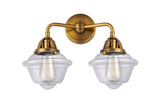 288-2W-BB-G532 2-Light 15.5" Brushed Brass Bath Vanity Light - Clear Small Oxford Glass - LED Bulb - Dimmensions: 15.5 x 8 x 12.125 - Glass Up or Down: Yes