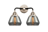 2-Light 14.75" Antique Copper Bath Vanity Light - Plated Smoke Fulton Glass LED