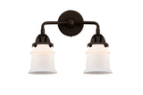 288-2W-OB-G181S 2-Light 13.25" Oil Rubbed Bronze Bath Vanity Light - Matte White Small Canton Glass - LED Bulb - Dimmensions: 13.25 x 6.875 x 11.875 - Glass Up or Down: Yes