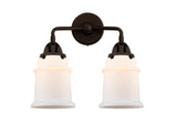 288-2W-OB-G181 2-Light 14" Oil Rubbed Bronze Bath Vanity Light - Matte White Canton Glass - LED Bulb - Dimmensions: 14 x 7.25 x 13.625 - Glass Up or Down: Yes