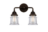 288-2W-OB-G182S 2-Light 13.25" Oil Rubbed Bronze Bath Vanity Light - Clear Small Canton Glass - LED Bulb - Dimmensions: 13.25 x 6.875 x 11.875 - Glass Up or Down: Yes