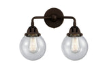 288-2W-OB-G204-6 2-Light 14" Oil Rubbed Bronze Bath Vanity Light - Seedy Beacon Glass - LED Bulb - Dimmensions: 14 x 7.25 x 12.125 - Glass Up or Down: Yes