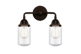 288-2W-OB-G314 2-Light 12.5" Oil Rubbed Bronze Bath Vanity Light - Seedy Dover Glass - LED Bulb - Dimmensions: 12.5 x 6.5 x 12.875 - Glass Up or Down: Yes