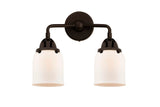 288-2W-OB-G51 2-Light 13" Oil Rubbed Bronze Bath Vanity Light - Matte White Cased Small Bell Glass - LED Bulb - Dimmensions: 13 x 6.75 x 12.125 - Glass Up or Down: Yes
