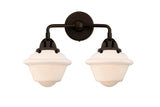 288-2W-OB-G531 2-Light 15.5" Oil Rubbed Bronze Bath Vanity Light - Matte White Cased Small Oxford Glass - LED Bulb - Dimmensions: 15.5 x 8 x 12.125 - Glass Up or Down: Yes