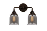 288-2W-OB-G53 2-Light 13" Oil Rubbed Bronze Bath Vanity Light - Plated Smoke Small Bell Glass - LED Bulb - Dimmensions: 13 x 6.75 x 12.125 - Glass Up or Down: Yes