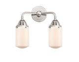 288-2W-PC-G311 2-Light 12.5" Polished Chrome Bath Vanity Light - Matte White Cased Dover Glass - LED Bulb - Dimmensions: 12.5 x 6.5 x 12.875 - Glass Up or Down: Yes