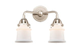 288-2W-PN-G181S 2-Light 13.25" Polished Nickel Bath Vanity Light - Matte White Small Canton Glass - LED Bulb - Dimmensions: 13.25 x 6.875 x 11.875 - Glass Up or Down: Yes