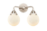 288-2W-PN-G201-6 2-Light 14" Polished Nickel Bath Vanity Light - Matte White Cased Beacon Glass - LED Bulb - Dimmensions: 14 x 7.25 x 12.125 - Glass Up or Down: Yes