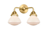 288-2W-SG-G321 2-Light 14.75" Satin Gold Bath Vanity Light - Matte White Olean Glass - LED Bulb - Dimmensions: 14.75 x 6.875 x 11.375 - Glass Up or Down: Yes