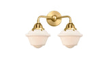 288-2W-SG-G531 2-Light 15.5" Satin Gold Bath Vanity Light - Matte White Cased Small Oxford Glass - LED Bulb - Dimmensions: 15.5 x 8 x 12.125 - Glass Up or Down: Yes