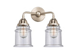 288-2W-SN-G184 2-Light 14" Brushed Satin Nickel Bath Vanity Light - Seedy Canton Glass - LED Bulb - Dimmensions: 14 x 7.25 x 13.625 - Glass Up or Down: Yes