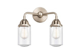 288-2W-SN-G314 2-Light 12.5" Brushed Satin Nickel Bath Vanity Light - Seedy Dover Glass - LED Bulb - Dimmensions: 12.5 x 6.5 x 12.875 - Glass Up or Down: Yes