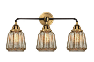 3-Light 24" Black Antique Brass Bath Vanity Light - Mercury Plated Chatham Glass - Choice of Finish And Incandesent Or LED Bulbs