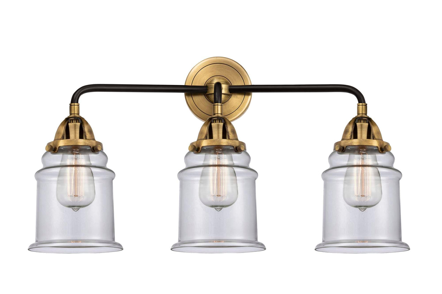 3-Light 24" Black Antique Brass Bath Vanity Light - Clear Canton Glass - Choice of Finish And Incandesent Or LED Bulbs