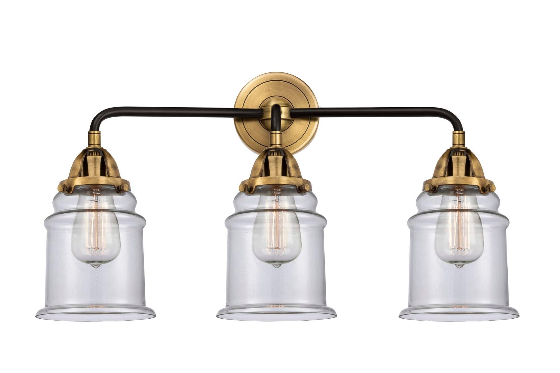 3-Light 24" Black Antique Brass Bath Vanity Light - Clear Canton Glass - Choice of Finish And Incandesent Or LED Bulbs