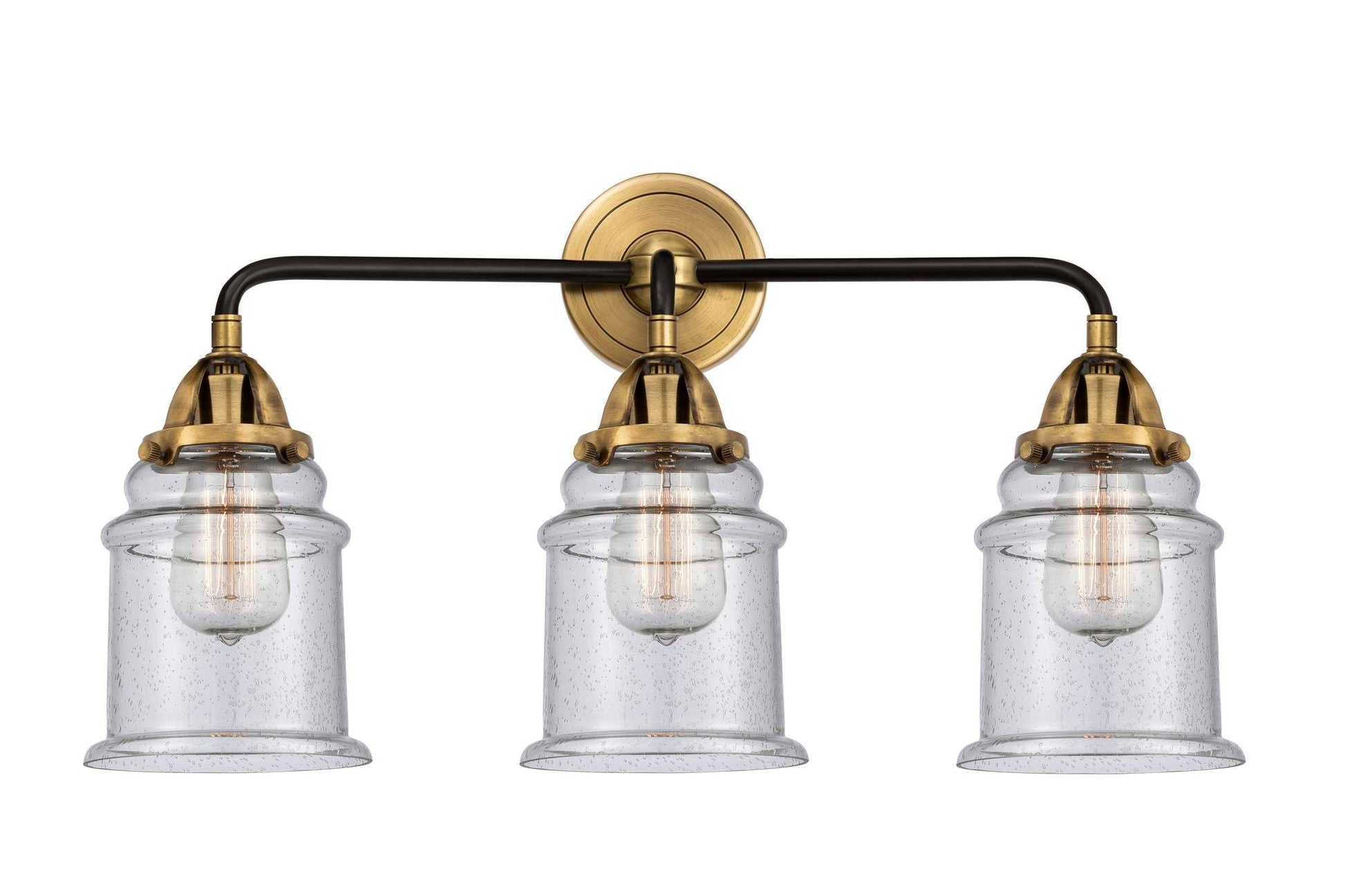 3-Light 24" Black Antique Brass Bath Vanity Light - Seedy Canton Glass - Choice of Finish And Incandesent Or LED Bulbs