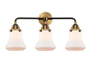 3-Light 24" Black Antique Brass Bath Vanity Light - Matte White Bellmont Glass Shades - Choice of Finish And Incandesent Or LED Bulbs