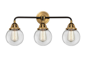3-Light 24" Black Antique Brass Bath Vanity Light - Clear Beacon Glass Shades - Choice of Finish And Incandesent Or LED Bulbs
