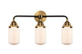 3-Light 22.5" Black Antique Brass Bath Vanity Light - Matte White Cased Dover Glass Shade - LED Bulbs
