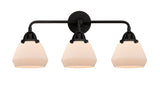 3-Light 24.75" Matte Black Bath Vanity Light - Matte White Cased Fulton Glass - LED Bulbs Included