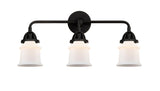 3-Light 23.25" Matte Black Bath Vanity Light - Matte White Small Canton Glass - LED Bulbs Included