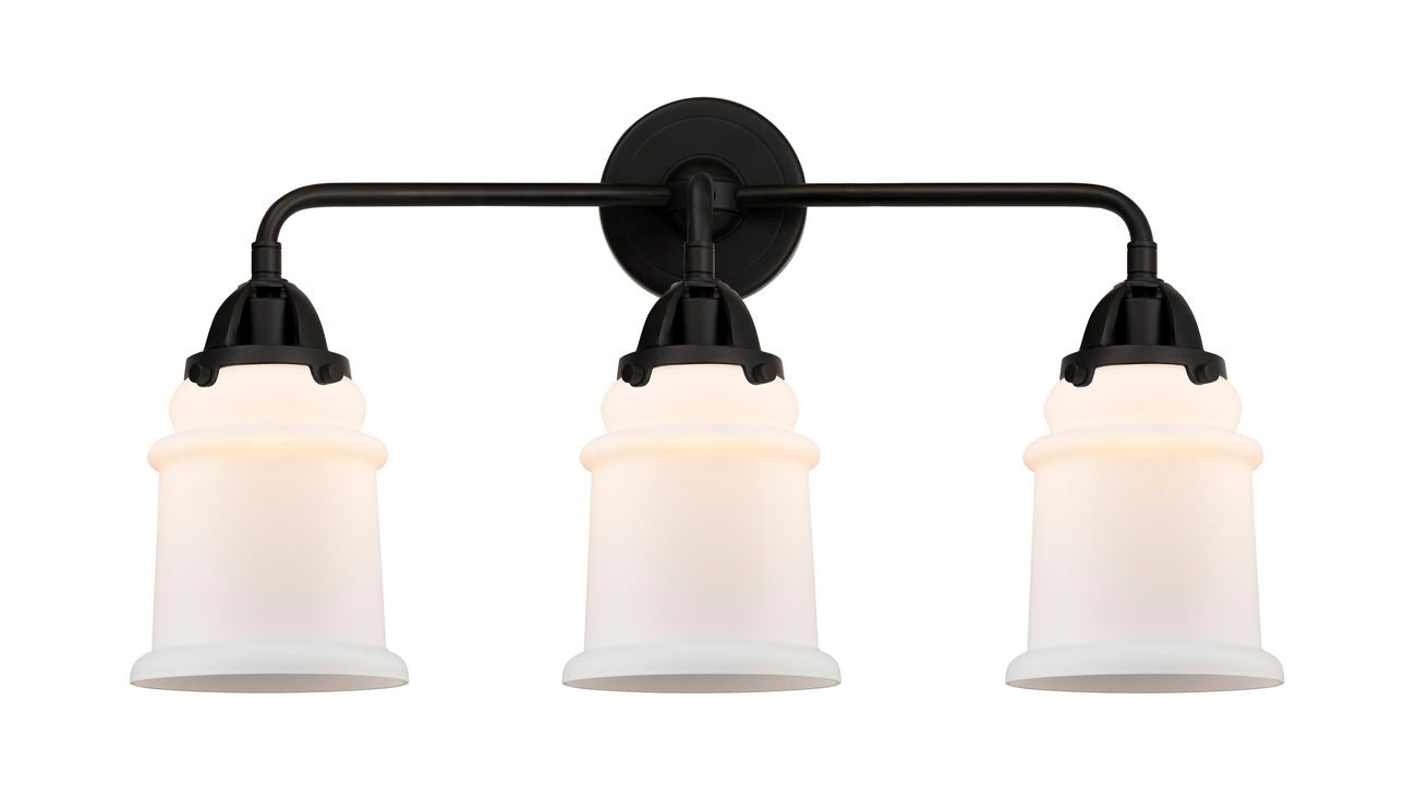 3-Light 24" Matte Black Bath Vanity Light - Matte White Canton Glass - LED Bulbs Included